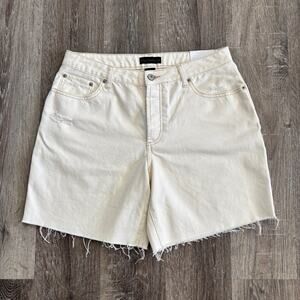NWT House of Harlow 1960 High Rise Mom Bermuda Denim Shorts in Cream - Size: 29